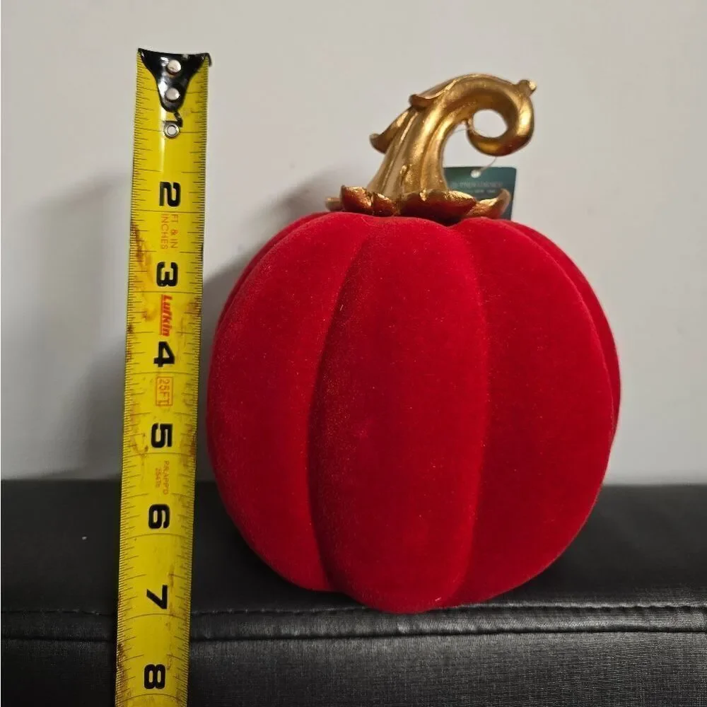 NWT Providence Red and Gold Velvet Flocked Pumpkin